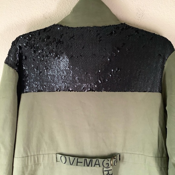 RAMY BROOK Sequin Utility Jacket Celia Grunge Streetwear Oversized Army Green S - Picture 14 of 16